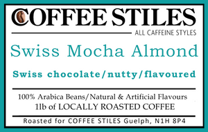 Coffee Stiles (Guelph) - Swiss Mocha Almond- 1lb- (MED) - (Flavoured) - Whole Bean *****NEW****