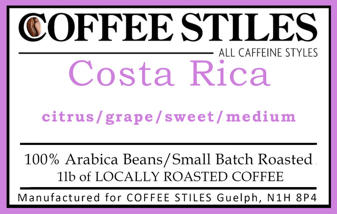 Coffee Stiles (Guelph) - Costa Rica- 1lb- Whole Bean (Medium Roast)