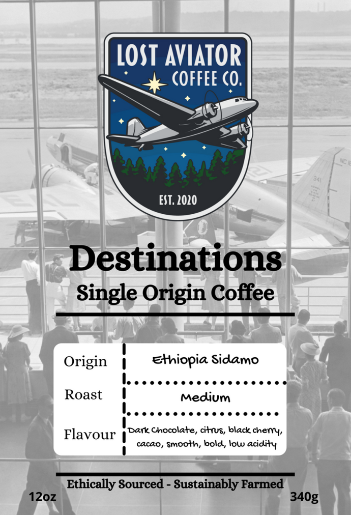 Lost Aviator Coffee Co. (Guelph) - Destinations - Ethiopian Sidamo Single Origin Coffee (Medium) - 250g  ***NEW***