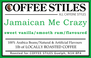 Coffee Stiles (Guelph) - Jamaican Me Crazy- 1lb- (MED) - (Flavoured) - Whole Bean *****NEW****