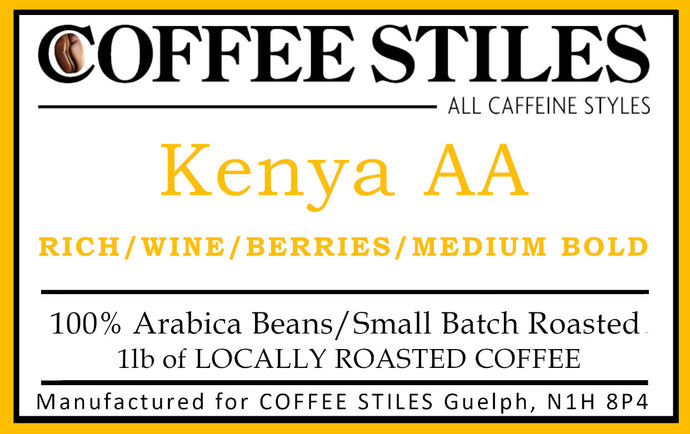 Coffee Stiles (Guelph) - Kenya AA - 1lb ( Medium Bold)