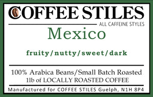 Coffee Stiles (Guelph) - Mexico- 1lb- Whole Bean (Dark Roast)