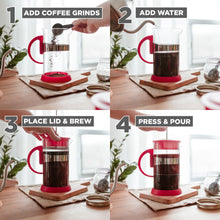 Load image into Gallery viewer, French Press: GROSCHE Zurich - Red, 350ml/11.8 fl. oz/3 cup
